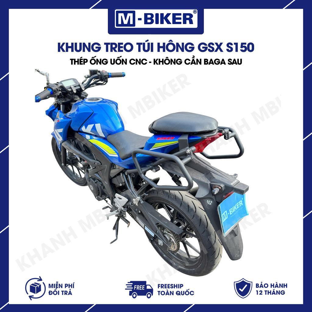 [M-Biker] Khung túi GSX S150 không cần baga sau mẫu quả trám, Khung treo túi GSX S150