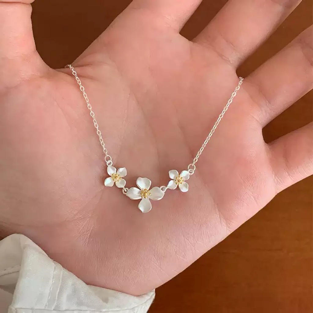 [Bạc 999] Dây Chuyền Bạc 999 Cao Cấp Hình Hoa Mai Dễ Thương Tinh Tế