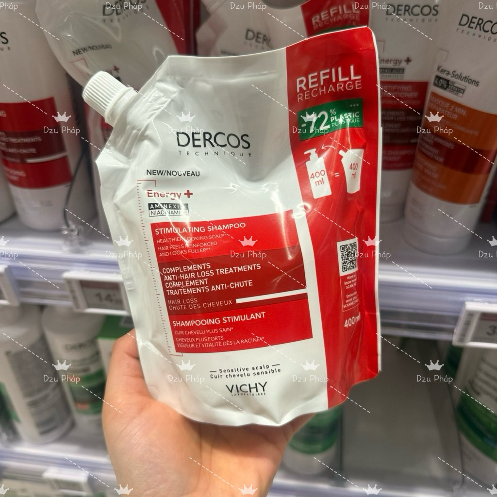 [TÚI ĐỎ 390ml] Dầu Gội Vichy đỏ Dercos cho tóc rụng túi size 390ml
