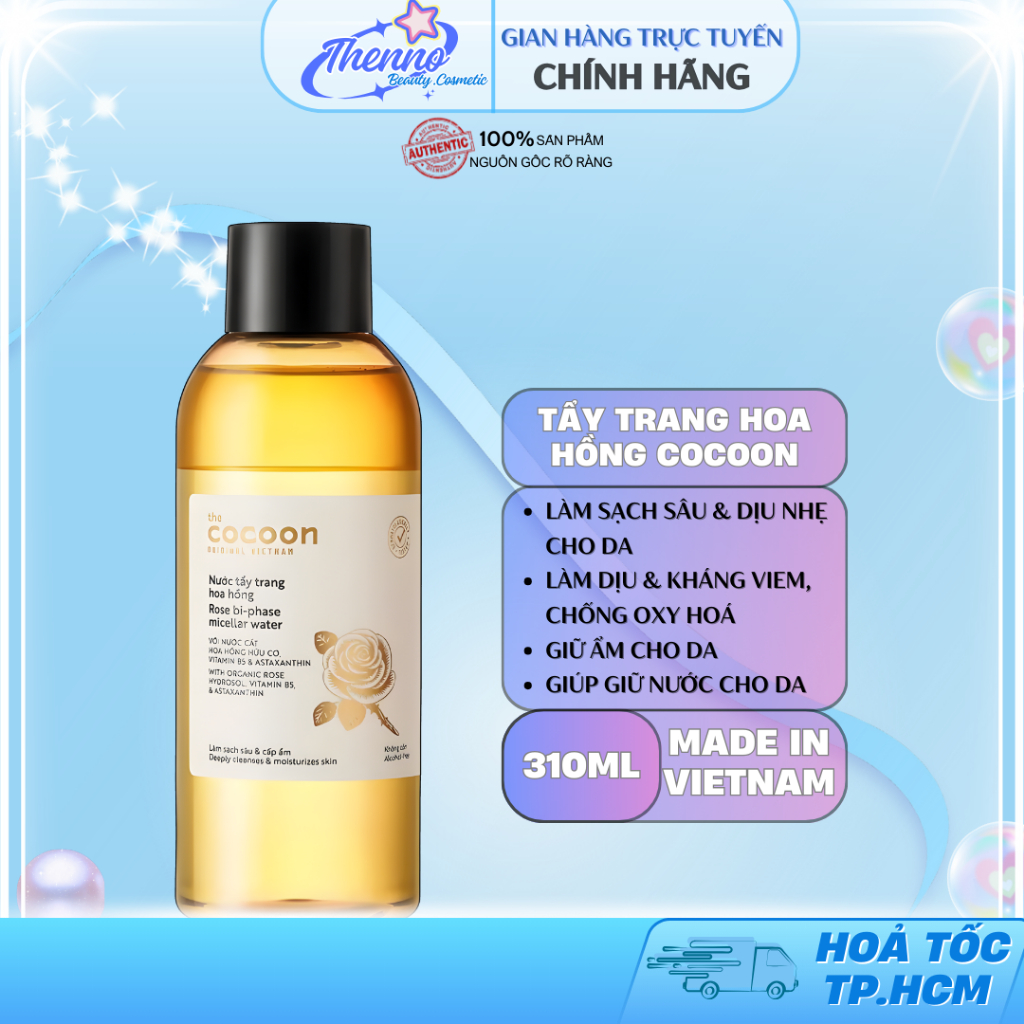 Nước Tẩy Trang Hoa Hồng Cocoon Làm Sạch & Cấp Ẩm Rose Micellar Water 140ml-310ml