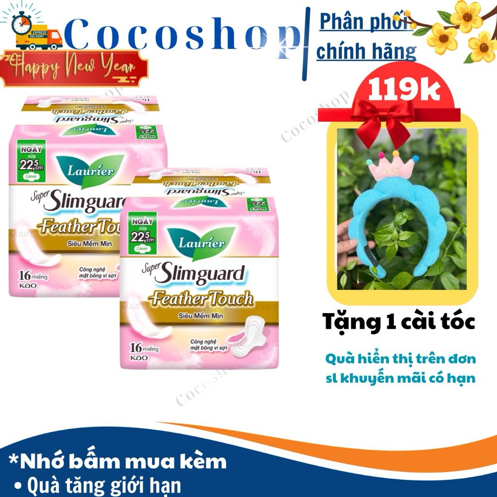 Băng vệ sinh Laurier slimguard Feather Touch 22,5cm 8 miếng/ 16 miếng