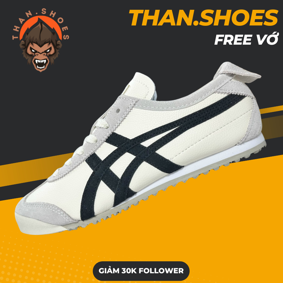 Giày Sneaker 𝓞𝓷𝓲𝓽𝓼𝓾𝓴𝓪 𝓣𝓲𝓰𝓮𝓻 𝓜𝓮𝔁𝓲𝓬𝓸 66 Cream Black Kem Đen -  Than.Shoes