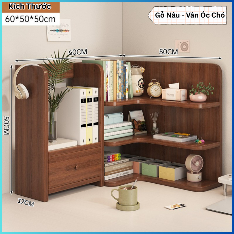 Kệ Sách Gỗ Để Bàn Học, Tủ Hồ Sơ Tài Liệu, kệ sách vở hoc sinh, đồ trang điểm, gỗ MDF cao cấp - Homie