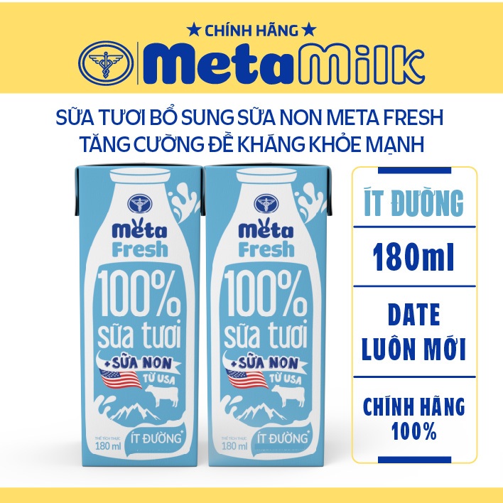Thùng sữa tươi Meta Fresh Nutricare sữa non tăng cường miễn dịch (48 Hộp)