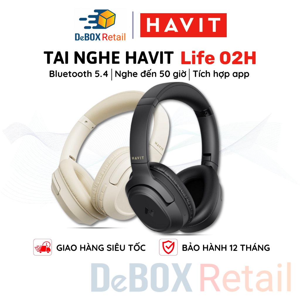 Tai Nghe Headphone Bluetooth HAVIT LIFE NC02H, Âm thanh Stereo, Nghe Đến 50 giờ, App Havit Life - BH
