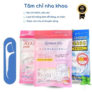 Tăm chỉ nha khoa Sakura - Sunny - Haka gói 80 - 50 que, chăm sóc răng miệng, công nghệ Nhật Bản.