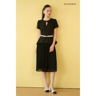 Đầm nữ dáng peplum dập ly GUMAC chất liệu thun kaki đứng form đầm may 2 lớp DE08062