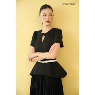 Đầm nữ dáng peplum dập ly GUMAC chất liệu thun kaki đứng form đầm may 2 lớp DE08062