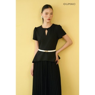 Đầm nữ dáng peplum dập ly GUMAC chất liệu thun kaki đứng form đầm may 2 lớp DE08062