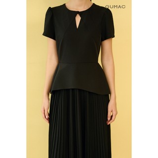 Đầm nữ dáng peplum dập ly GUMAC chất liệu thun kaki đứng form đầm may 2 lớp DE08062