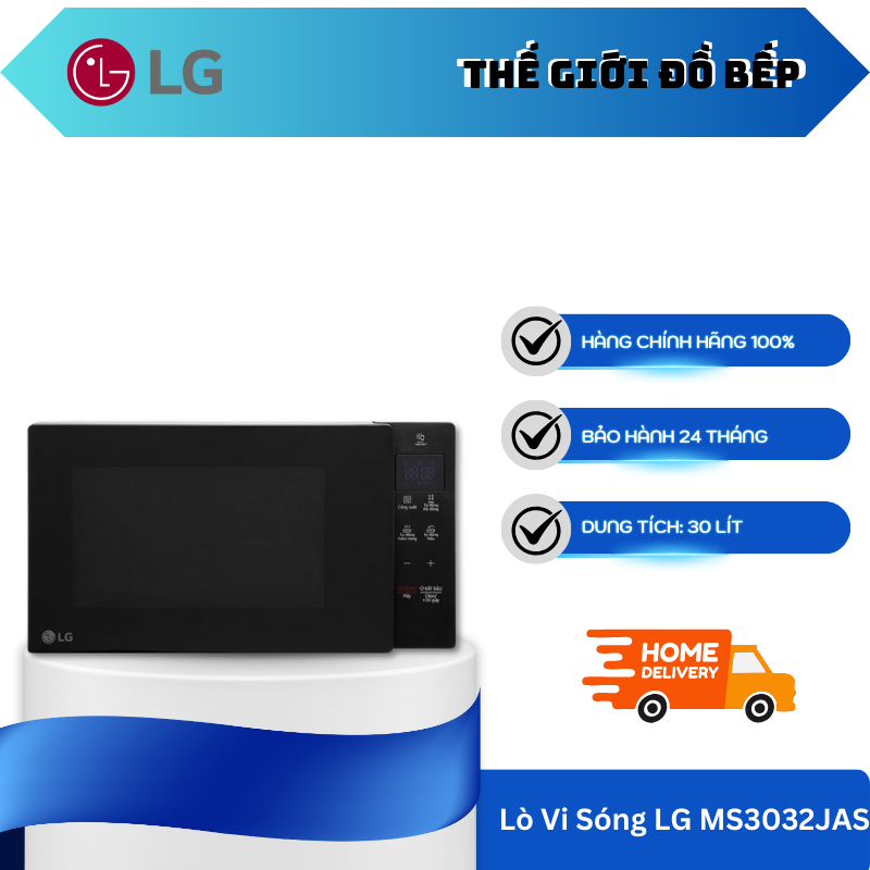 Lò Vi Sóng LG MS3032JAS -  30L - Phủ Lớp Chống Dính Kháng Khuẩn Easy Clean™ - TGB