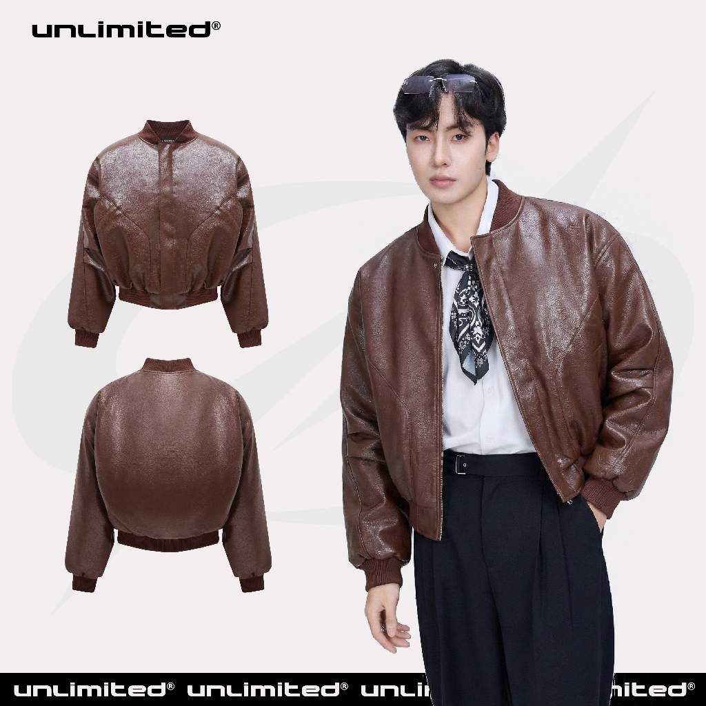 Áo Khoác Bomber Da Form Boxy UNLIMITED CLUB Leather Bomber Jaket Boxy Unisex