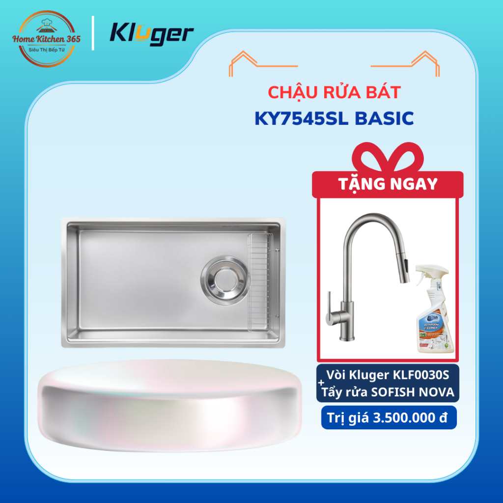 [TẶNG VÒI] Chậu rửa bát Kluger KY7545SL Basic - Phong Cách Hiện Đại