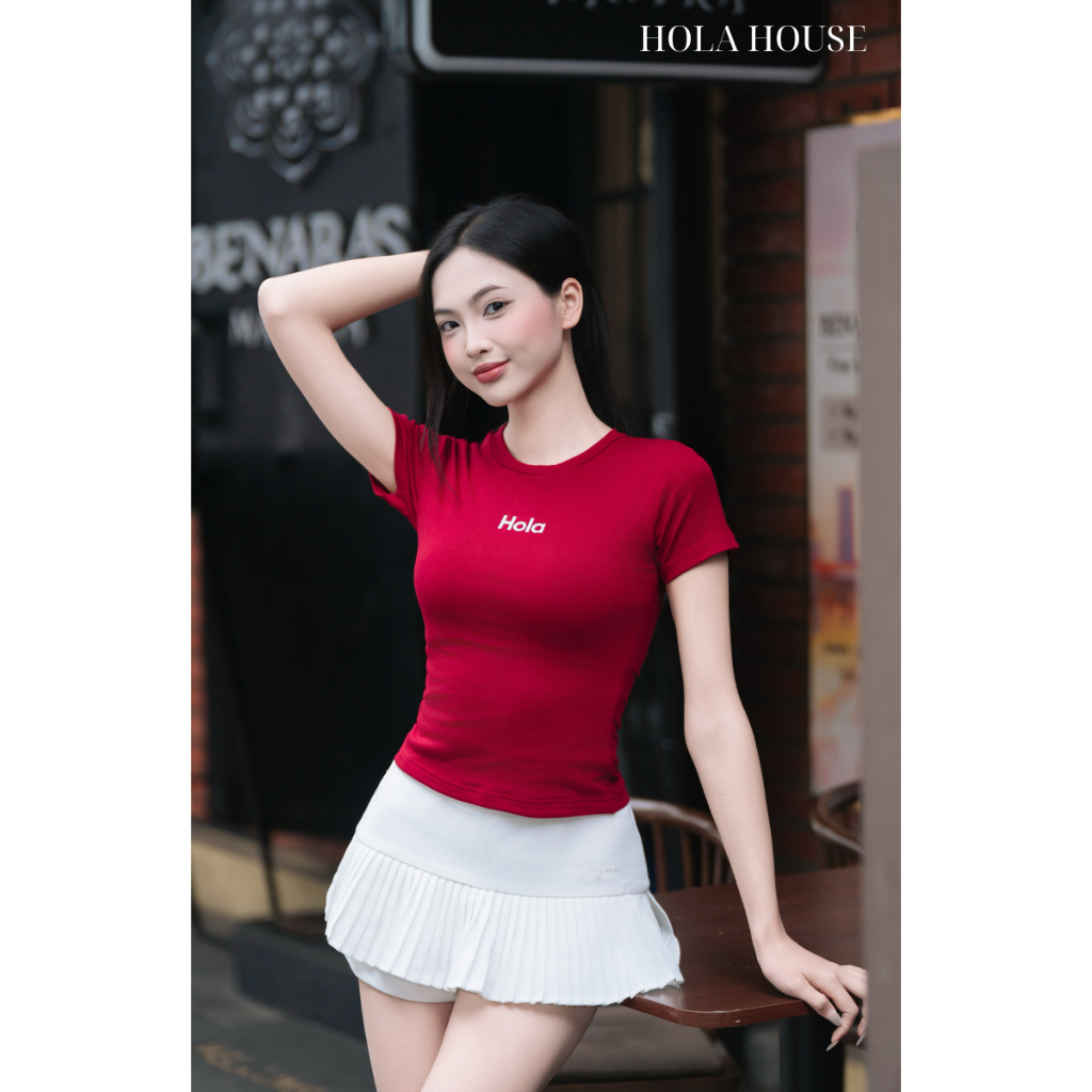 [C02]Áo Baby Tee Thun Nữ Tay Ngắn 2 Lớp Ôm Body In Chữ HOLA ,Áo Baby Tee Croptop Form Ôm Tay Ngắn Ba