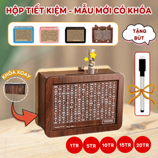 Hộp đựng tiền tiết kiệm bằng gỗ thử thách tiết kiệm 100 ngày giúp lên kế hoạch thông minh Zeno