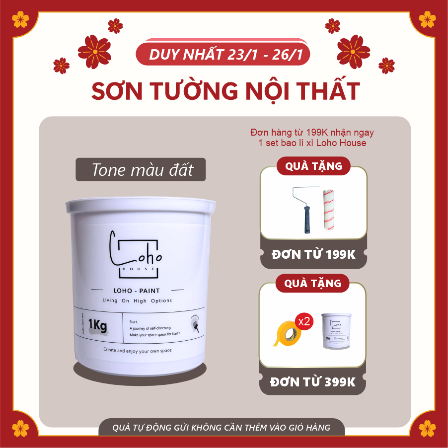 Sơn tường Loho House tone màu nâu đất | Lon sơn 1kg - Sơn nước nội thất cao cấp Loho-paint