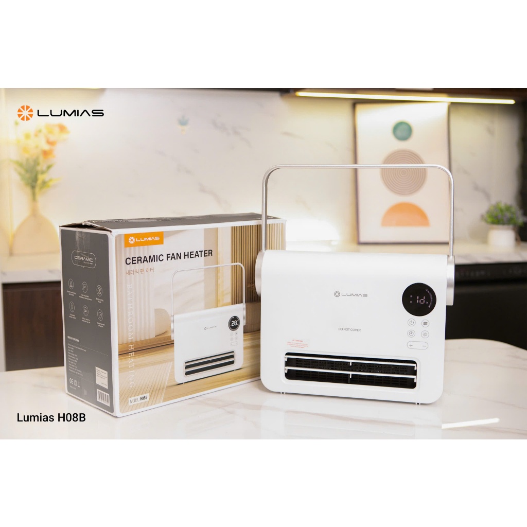Máy sưởi nhà tắm Lumias H08B 2000w quai xách tiện lợi, dễ dàng điều khiển qua ứng dụng trên điện tho