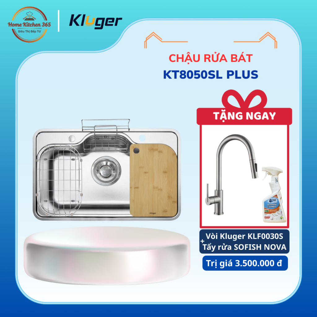 TẶNG VÒI] Chậu Rửa Bát Kluger KT8050SL Plus - Bền Đẹp, Chống Trầy Xước, Dễ Dàng Vệ Sinh