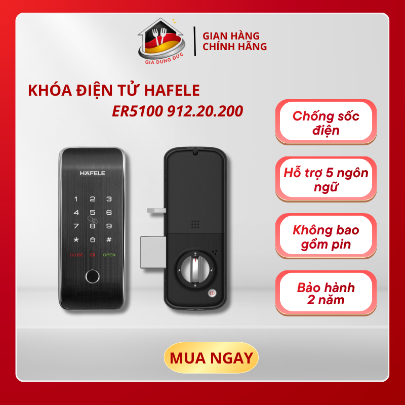 Khóa Điện Tử Hafele ER5100 912.20.200 - Đa Dạng Phương Thức Mở Khóa - Cảnh Báo Pin Yếu - HP