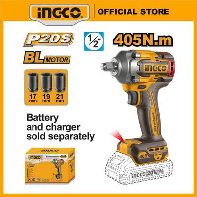 Thân máy siết bu lông pin 20V [ NEW mode Ai ] motor không chổi than 405Nm INGCO CIWLI20451 (body chưa kèm pin sạc)
