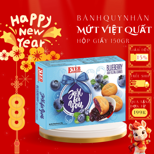 Bánh Quy Nhân Mứt Việt Quất Ever 150g | Hộp Giấy Gói Quà | Bánh Malaysia Nhập Khẩu | TGH Foods
