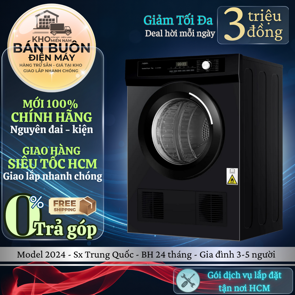 AQH-V901K.PS - Máy sấy thông hơi Aqua 9 kg AQH-V901K PS - Hàng chính hãng