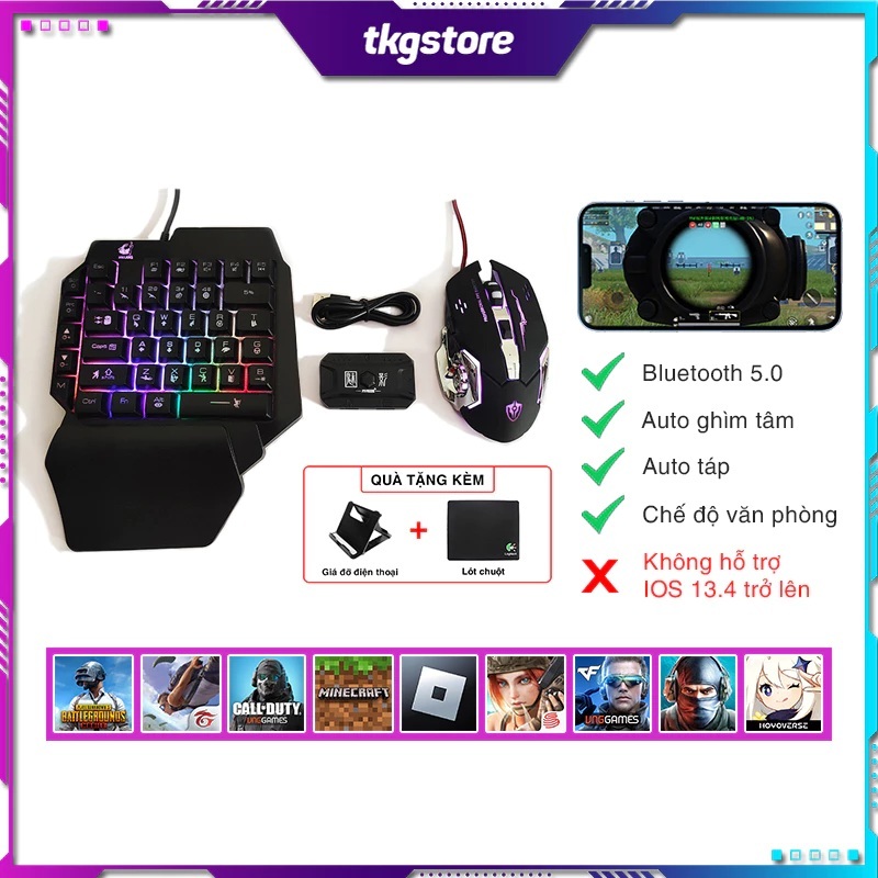 Combo bộ chuyển đổi game Meiying M1 Pro và bàn phím chuột chơi PUBG Free Fire Roblox Minecraft