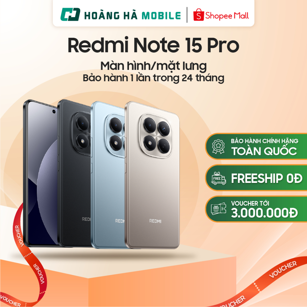 Điện thoại Xiaomi Redmi Note 15 Pro 12GB/256GB Pin 6500mAh - Bảo hành chính hãng (Nguyên Seal chưa Active) | BigBuy360 - bigbuy360.vn
