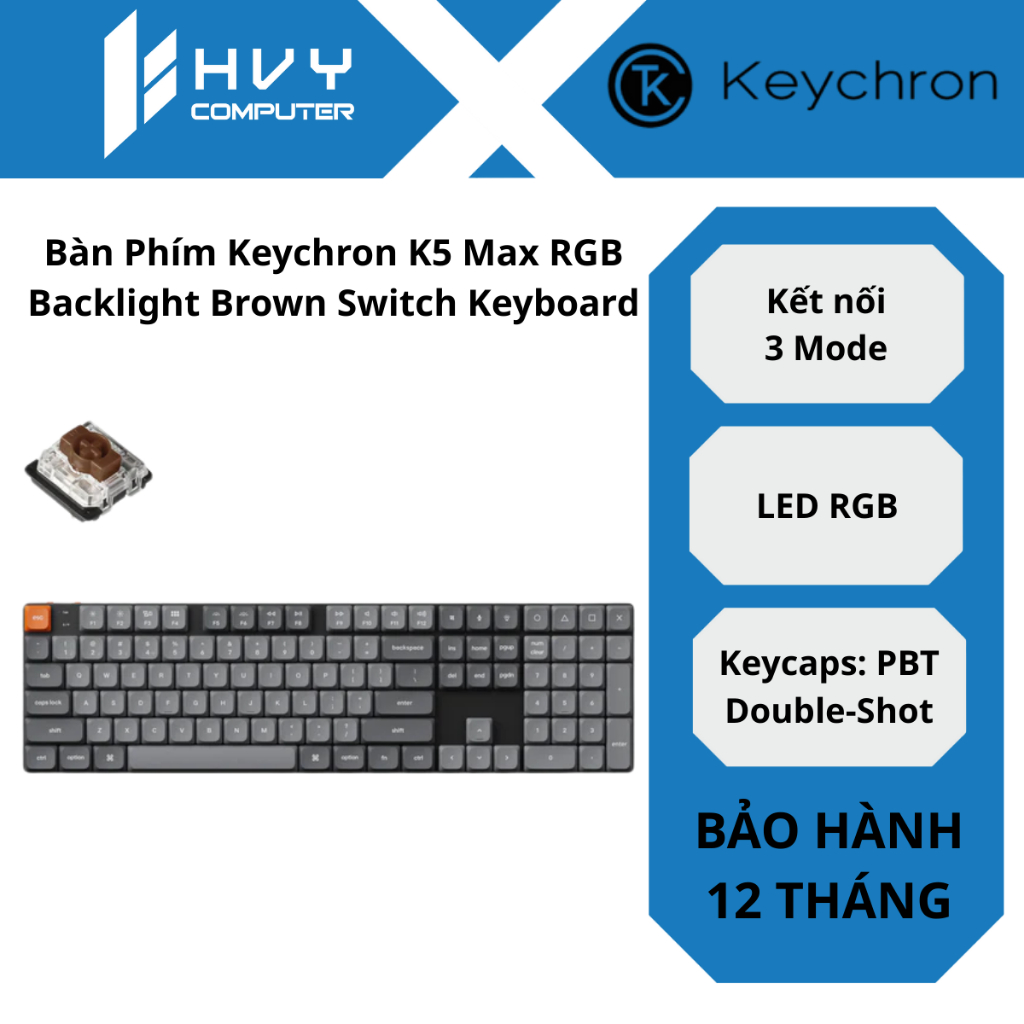 Bàn Phím Keychron K5 Max RGB Backlight Brown Switch Keyboard - Hàng Chính Hãng
