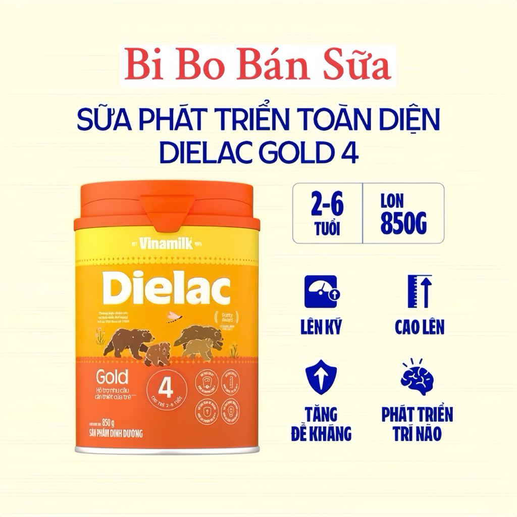 Sữa Bột Vinamilk Dielac Alpha Gold Số 4 - Lon 850g [2-6 Tuổi]
