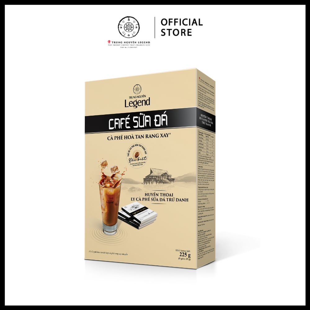 Trung Nguyên Legend - Cà phê hoà tan rang xay 3in1 Cafe sữa đá - Hộp 9 gói x 25gr