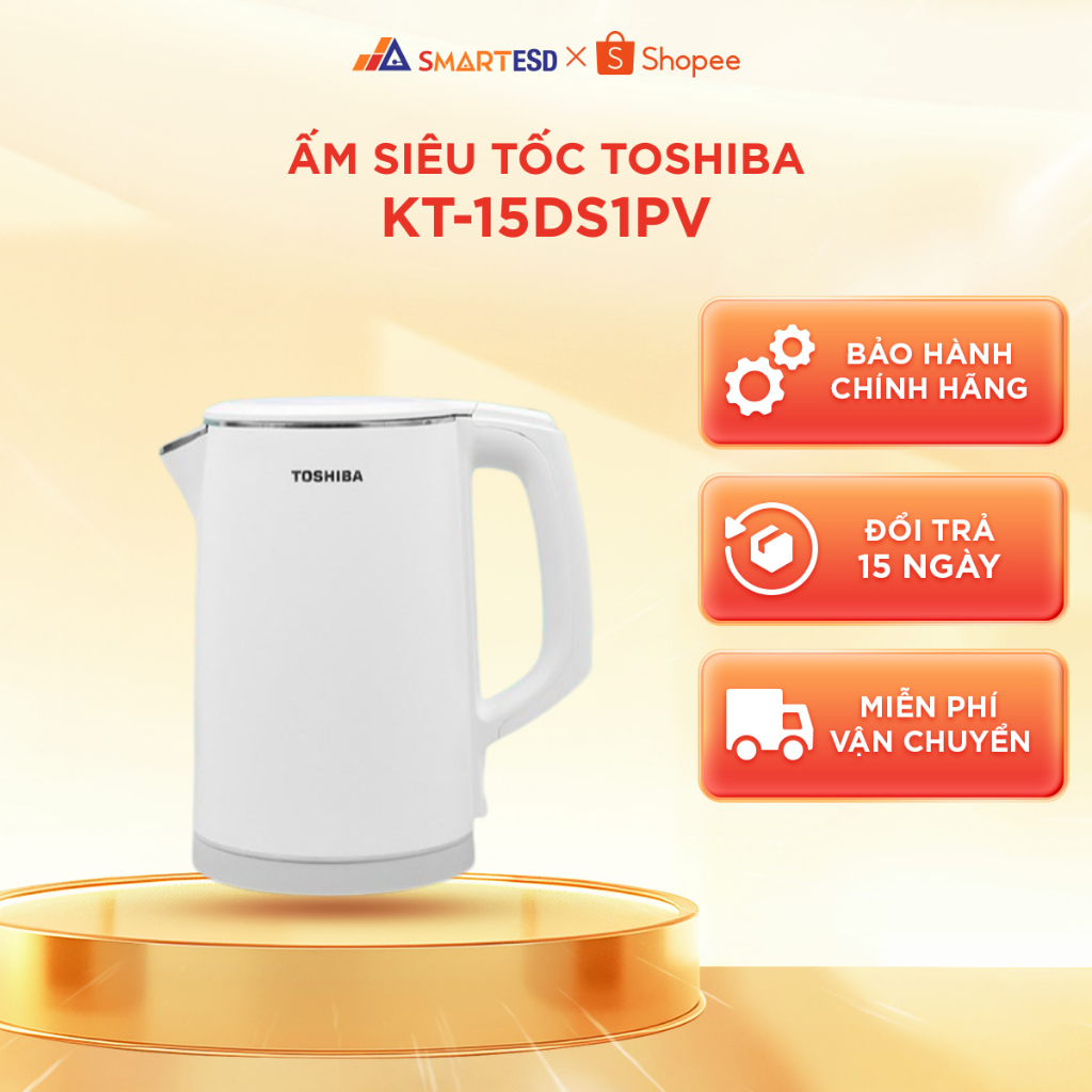 Ấm siêu tốc Toshiba KT-15DS1PV - BẢO HÀNH CHÍNH HÃNG 12 THÁNG