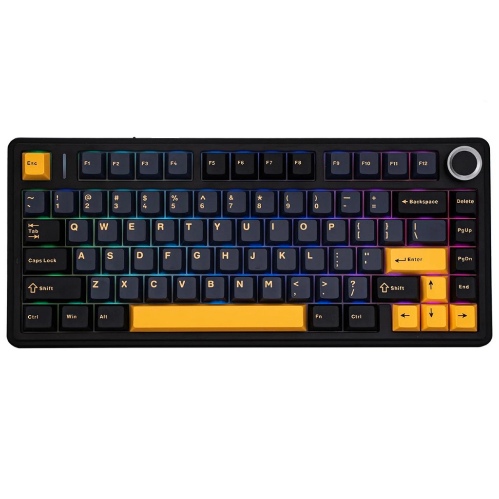 Bàn phím cơ 75% 1 mode có dây AULA F75 20 hiệu ứng LED ánh sáng, có hotswap 5 pin, núm xoay đa chức 