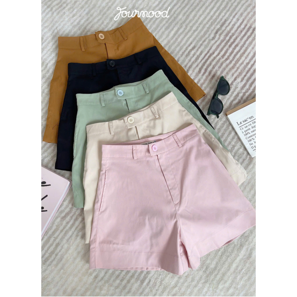 TDT4 - Quần Short Kaki Nữ Lưng Cao Ống Rộng 2 Lớp DYLEN SHORT