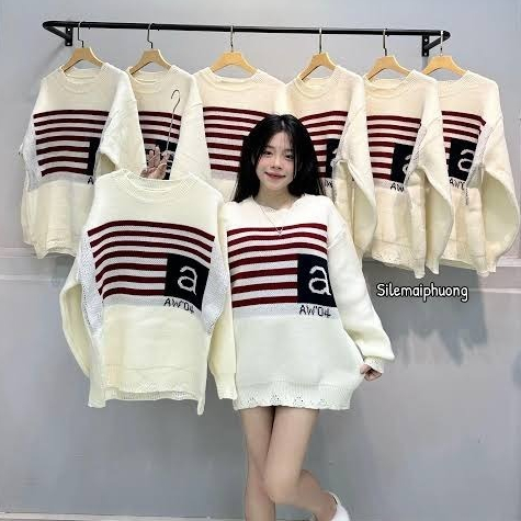 Áo Swater Nam Nữ Dáng Rộng In Sọc Đỏ Ô Vuông AW'04 Chất Nỉ Trần Bông Dày Dặn