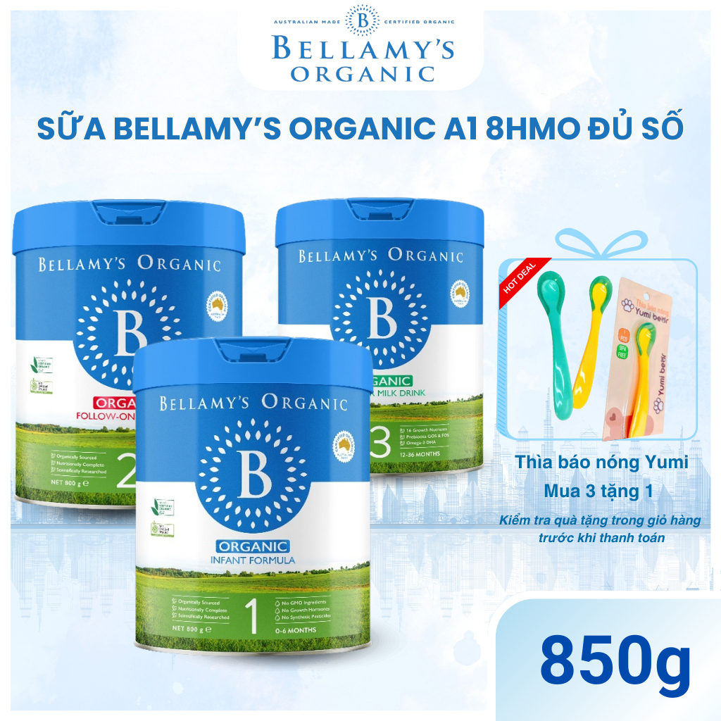 Sữa Bellamy Organic Classic 2.0 - Thùng 3 Lon Đủ Số -Tăng miễn dịch, Hấp Thu Tốt - BELLAMY'S ORGANIC