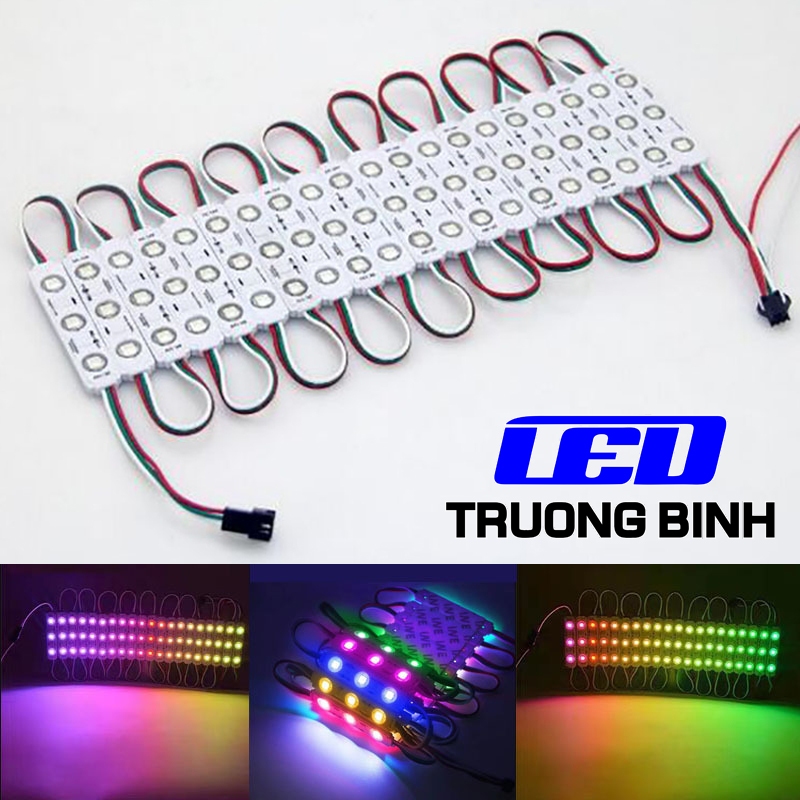 LED HẮT FULL MÀU THANH 3 BÓNG WS2811 12V Vỉ 20 THANH LED  ĐỔ KEO HOẶC MẮT LỒI