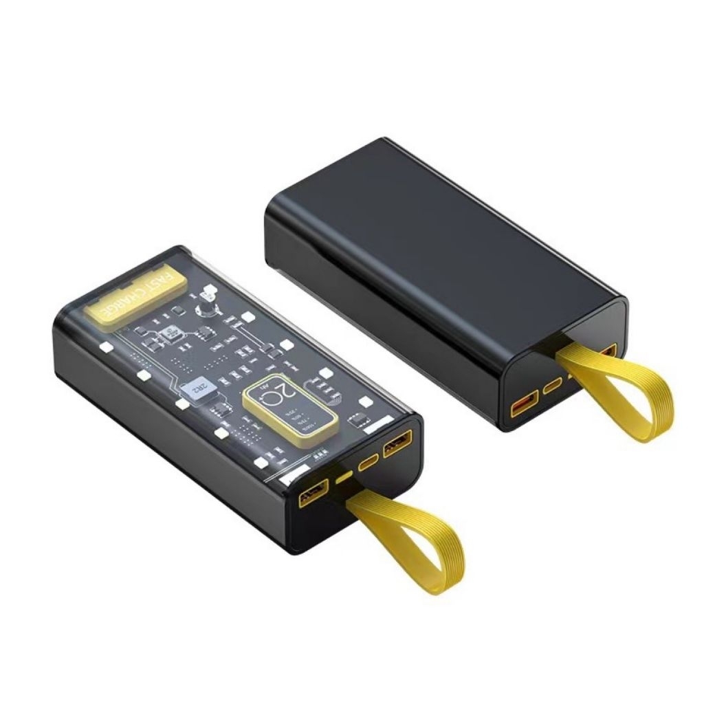 Box Vỏ + Mạch Sạc Dự Phòng Trong Suốt Lắp 2 Cell Pin LiPo 1260110 20000mAh Màn Hình Led Đèn Pin 4 Ch