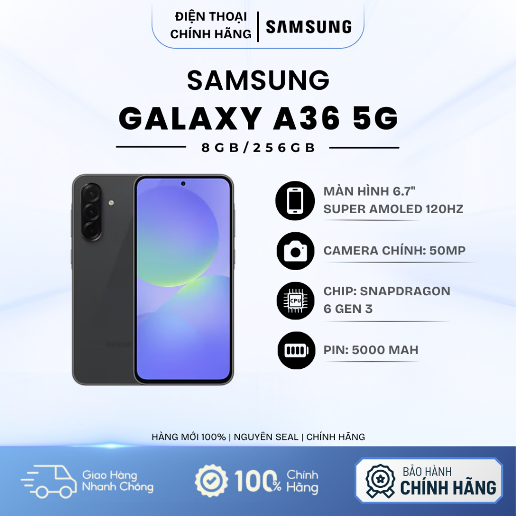Điện thoại Samsung Galaxy A36 5G 8GB/256GB - Hàng Chính Hãng
