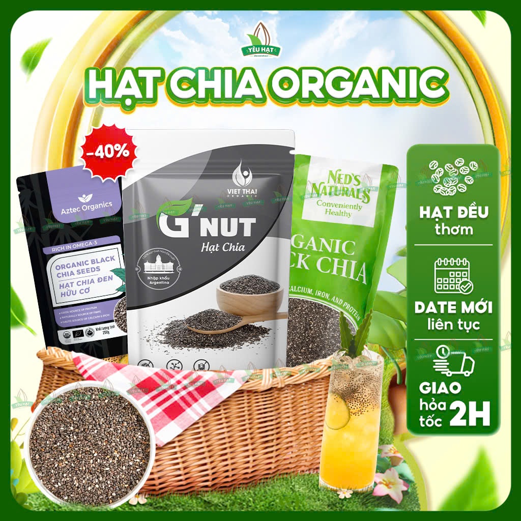 [THƠM NGON] Hạt Chia Sạch - Chia Hữu Cơ Organic Nguyên Chất Hạt Đều Đẹp Dưỡng Tóc Đẹp Da Detox