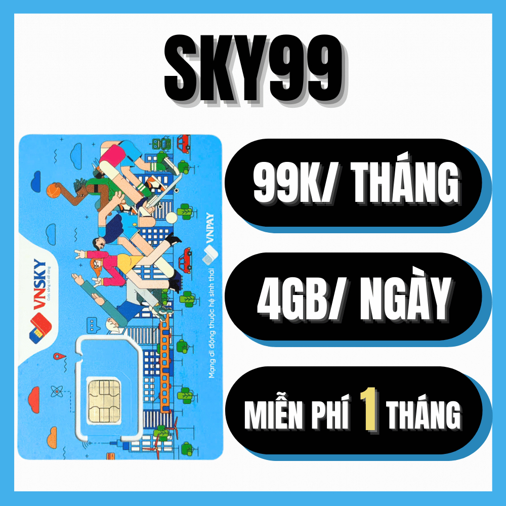 FREE 30 NGÀY - Sim 4G/5G VNSKY Tặng 4GB/NGÀY (~120Gb/Tháng) Tốc Độ Cao + 500p Nội Mạng Gọi Miễn Phí