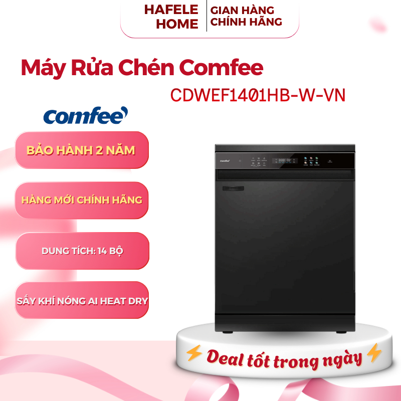 Máy Rửa Chén COMFEE CDWEF1401HB-W-VN – Dung Tích 14 Bộ – Điều Khiển Remote - Vòi Phun 360 Độ - EEH