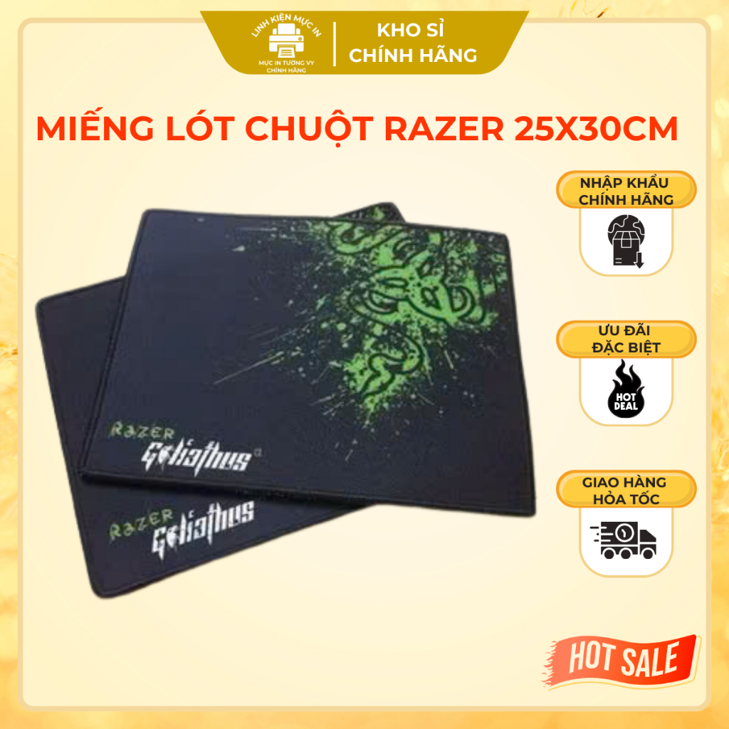 Miếng lót chuột Razer 25*30cm chuyên cho phòng game, văn phòng, độ dày đa dạng, may viền tốt