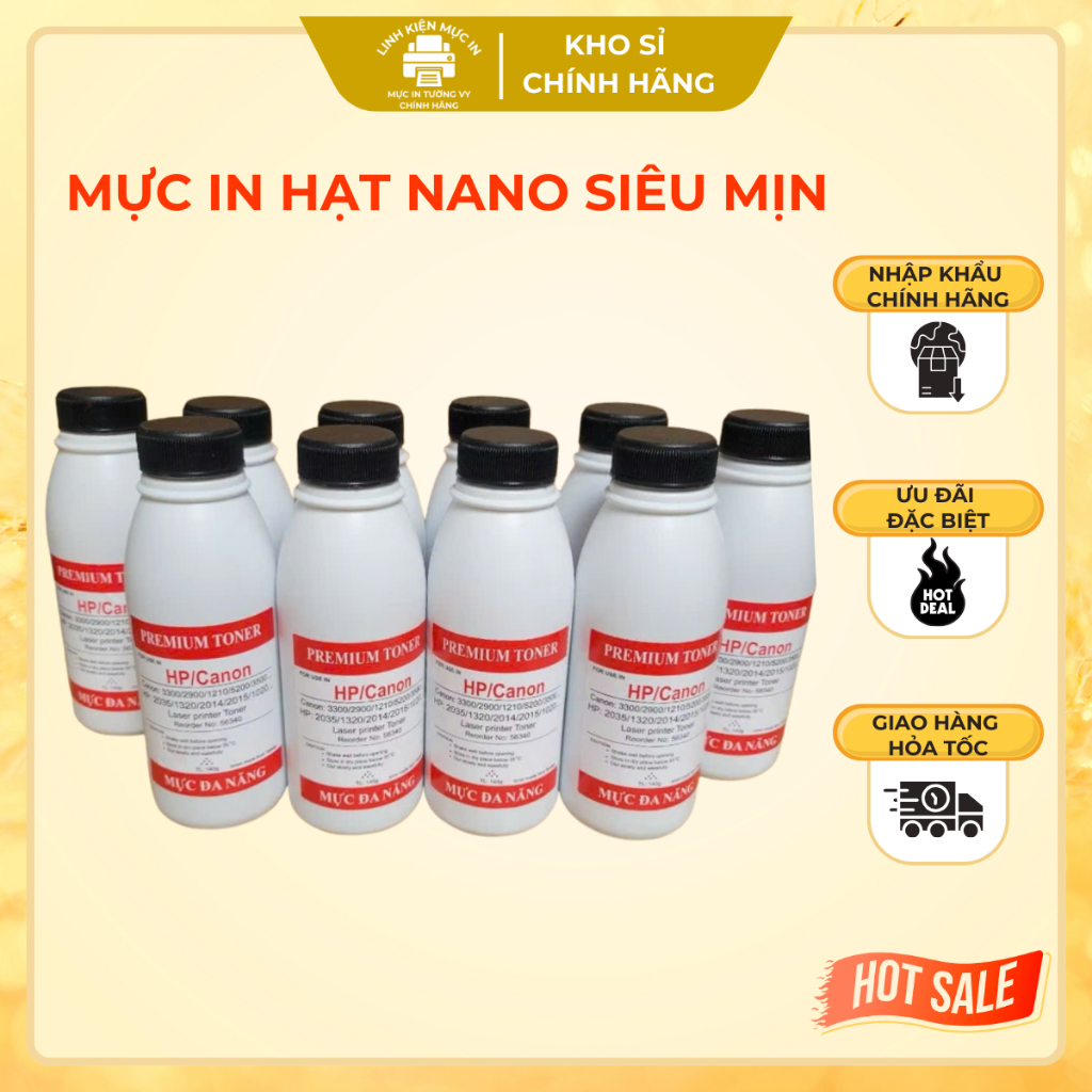 Mực đổ máy in canon 2900 loại cao cấp hạt nano siêu mịn in đậm nét dành cho canon 2900, 3300, 3050/ Hp 2035,2055,402