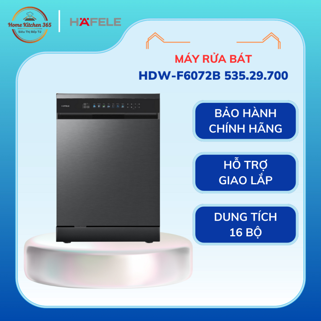Máy rửa chén độc lập Hafele HDW-F6072B 535.29.700 – Công nghệ sấy khô hiện đại, vận hành êm ái