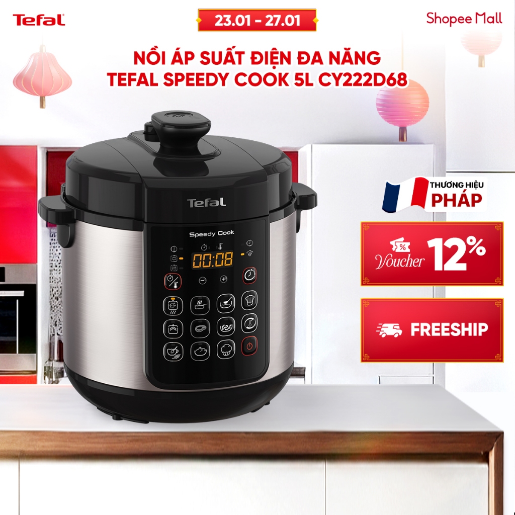 [Mã ELBSJBP06 giảm 12% đơn 500K] Nồi áp suất điện đa năng Tefal Speedy Cook 5L CY222D68