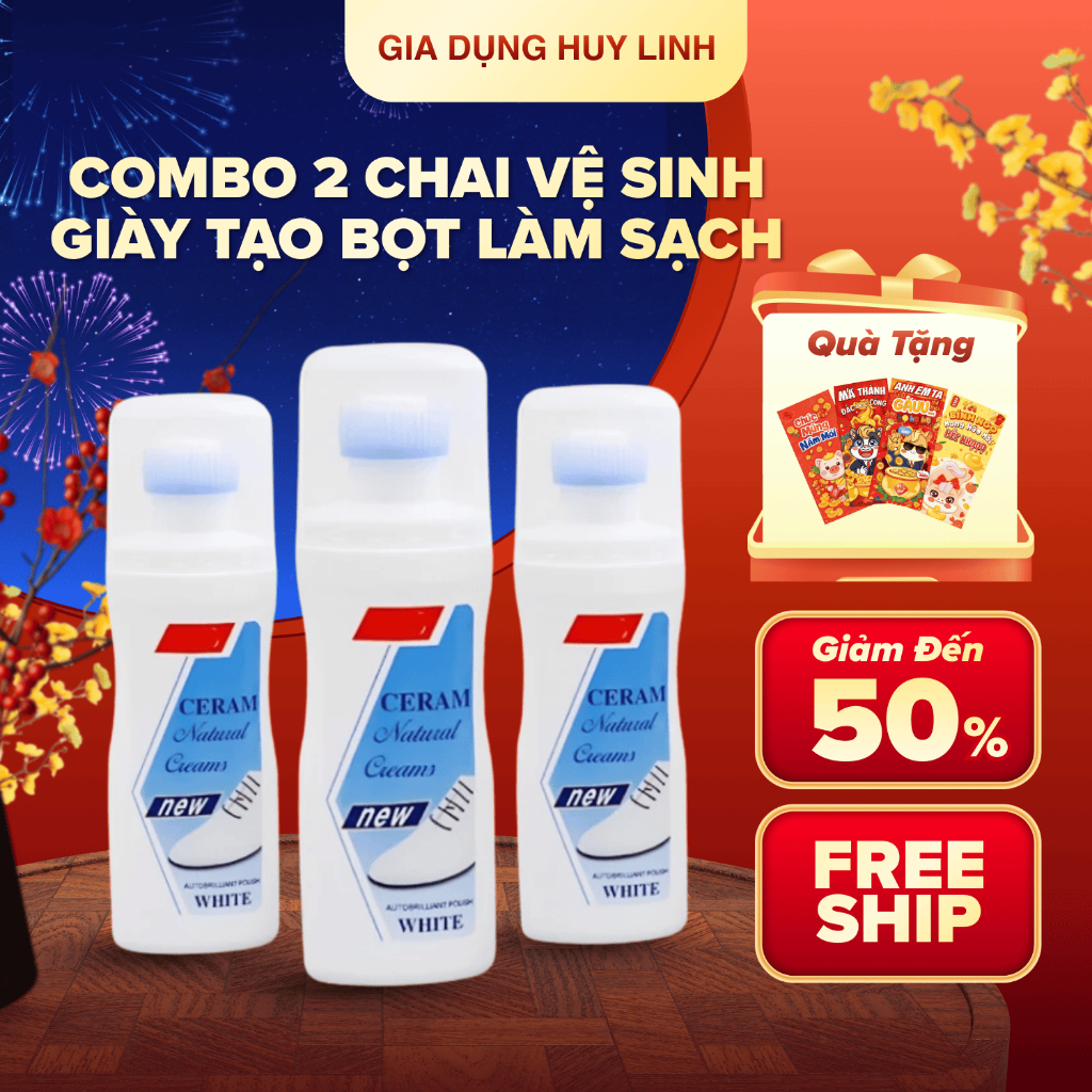 Combo 2 Chai vệ sinh giày tạo bọt có đầu cọ đánh giày tẩy giày cao cấp đánh bay mọi vết bẩn cứng đầu