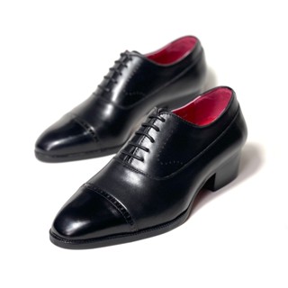 Giày Oxford 5cm Captoe Da Bò Ý Nhập Khẩu – Đế Phíp Gỗ Cao 5cm – Bảo Hành 1 Năm mã cs11 5cm