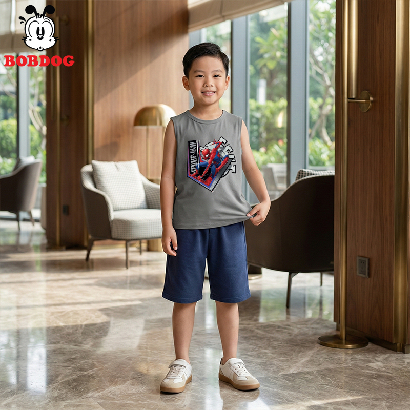Áo ba lỗ bé trai BOBDOG,áo thun 3 lỗ bé trai in hình người nhện spiderman cute dễ thương cho bé