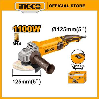 Máy mài điện mài góc 1100W cốt M14 đĩa 125mm có điều chỉnh tốc độ INGCO AG1100385 chính hãng